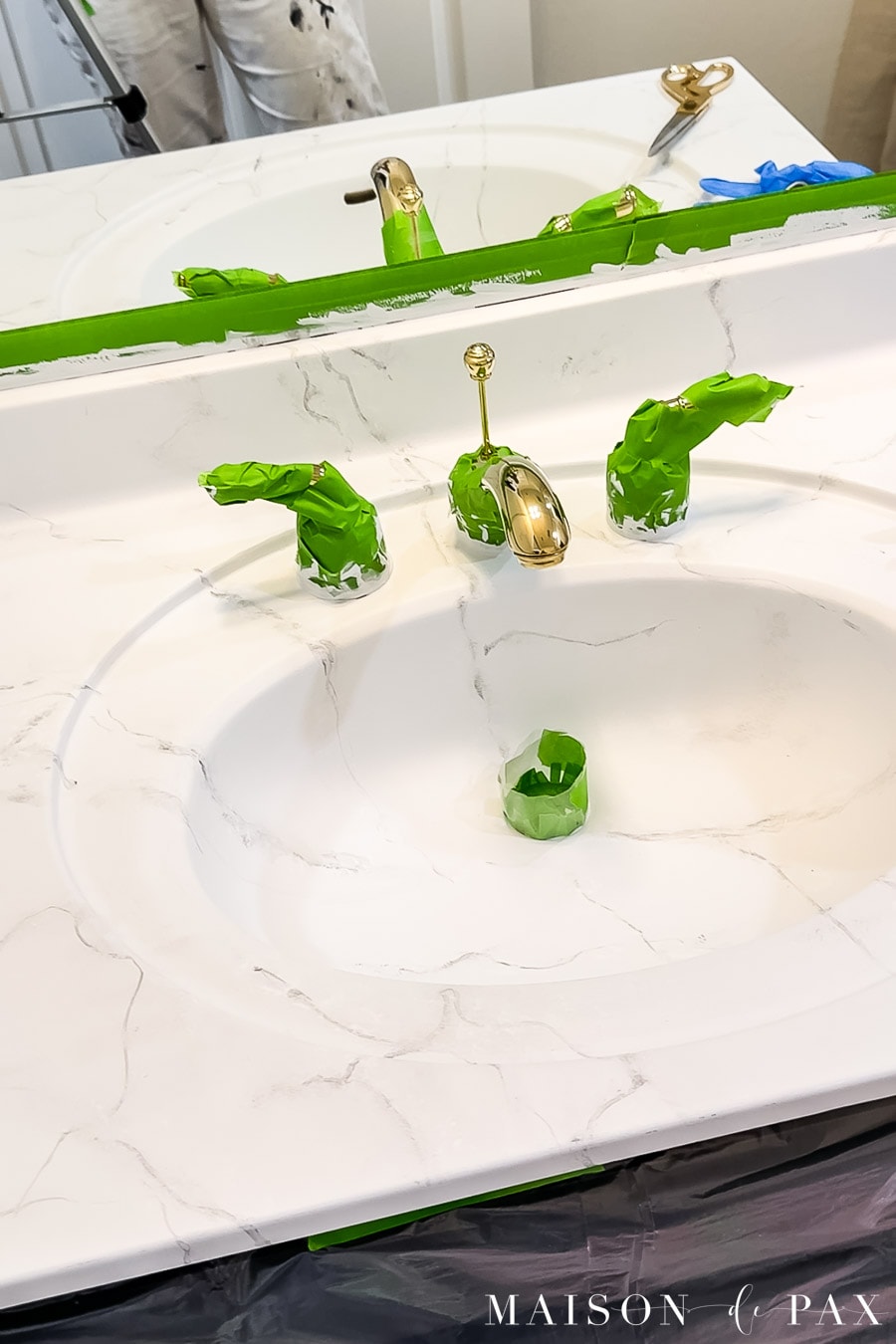 protecting faucet before pouring epoxy on countertops