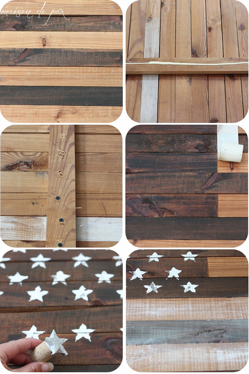 Star stamped plank of an American Flag- Maison de Pax