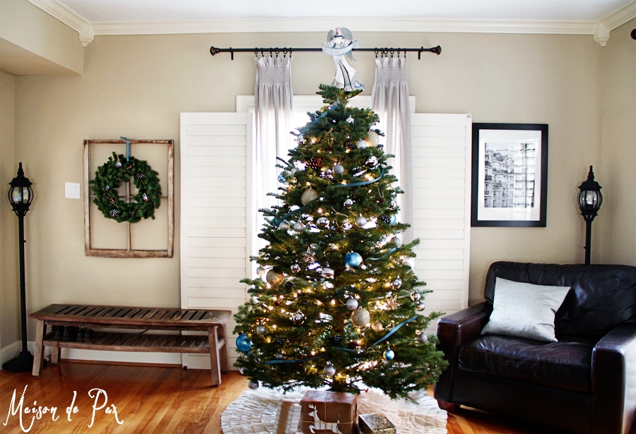 blue xmas tree wall