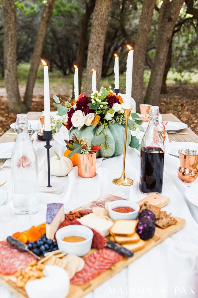 charcuterie board on Thanksgiving table | Maison de Pax