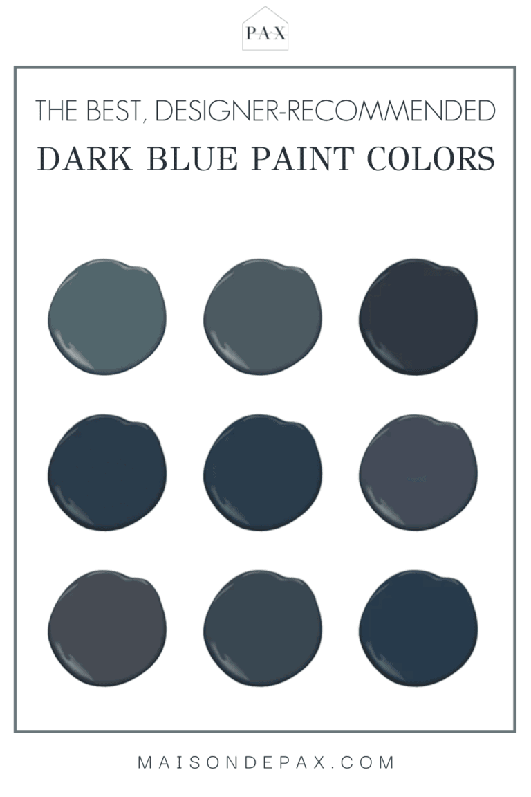 9 dark blue paint swatches with overlay: best dark blue paint colors recommended by designers